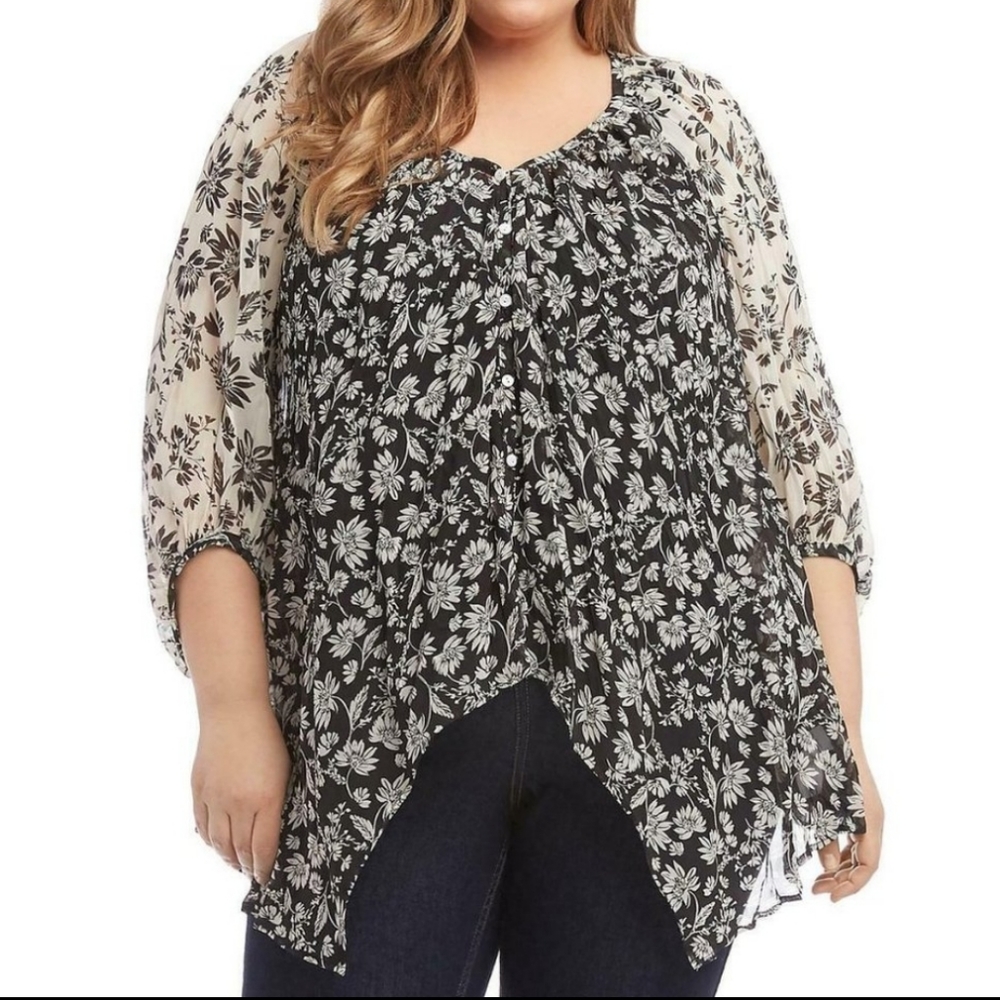 Karen Kane Asymmetrical crinkly tunic